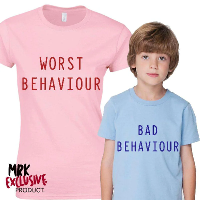 Bad Behaviour Adult & Kid Pink/Blue Matching Tees (MRK X) Casual Men's Short