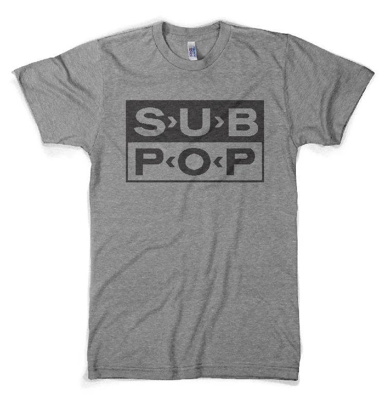 Sub Pop Logo Athletic Grey w/ Black Shirt Preppy Men's College