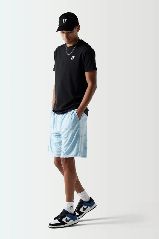 Embossed Towelling Shorts - Ice Blue Cozy Men's Winter