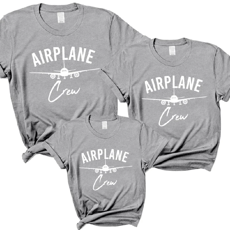 Airplane Crew Family Matching Grey T-Shirts Elegant Men's Cashmere