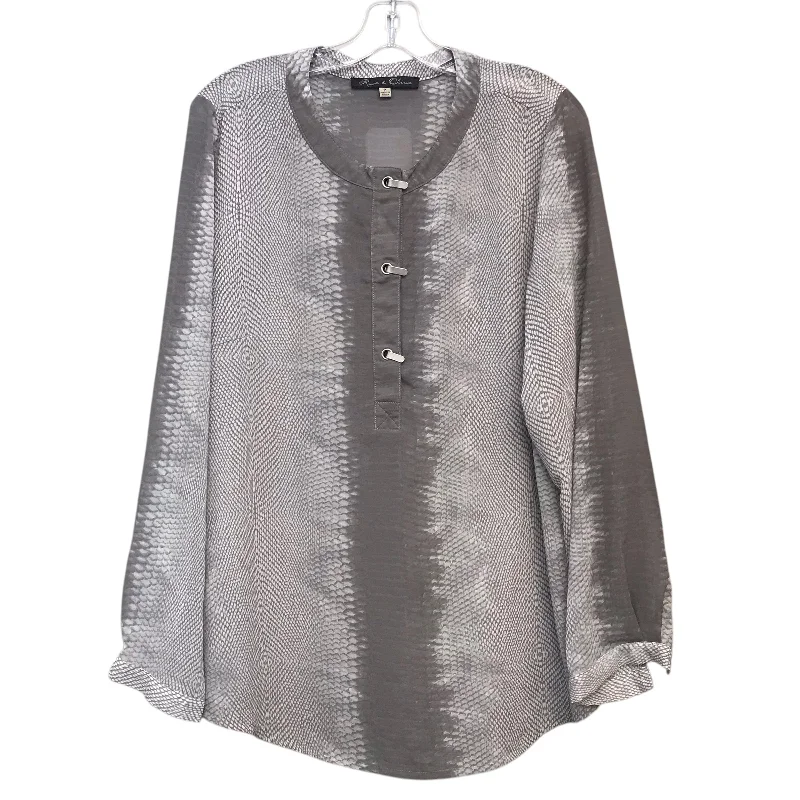 Top Ls By Rose And Olive In Grey, Size:1X Modern Men's Tech