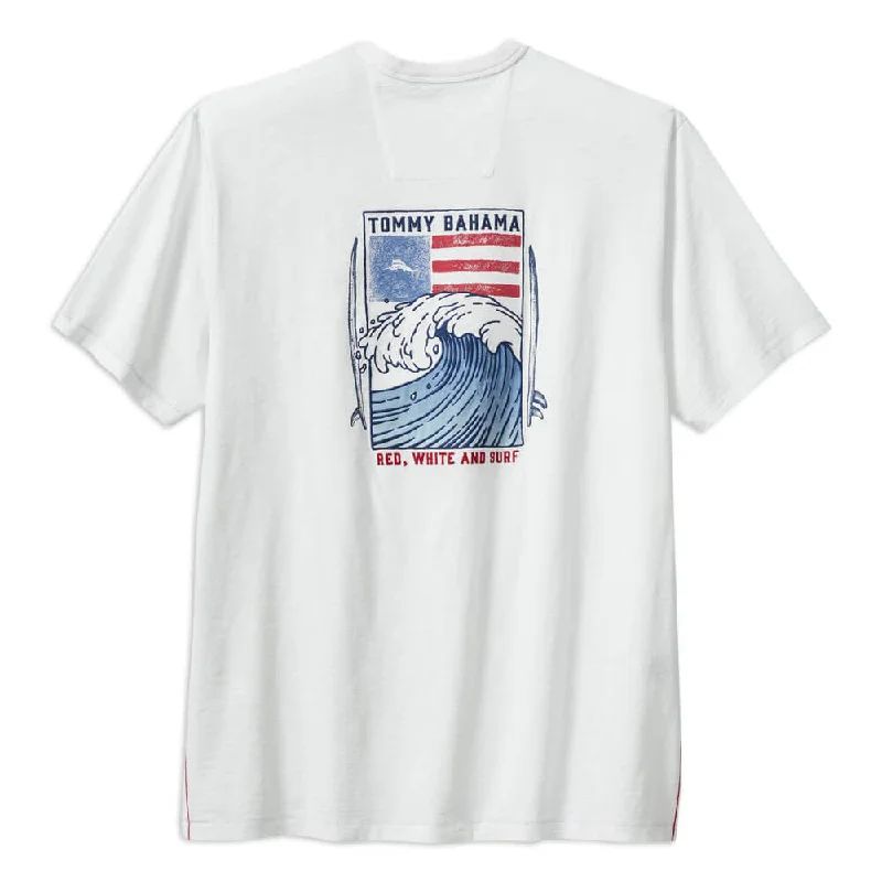 Tommy Bahama Big & Tall Red White And Surf Lux T-Shirt - White Laid