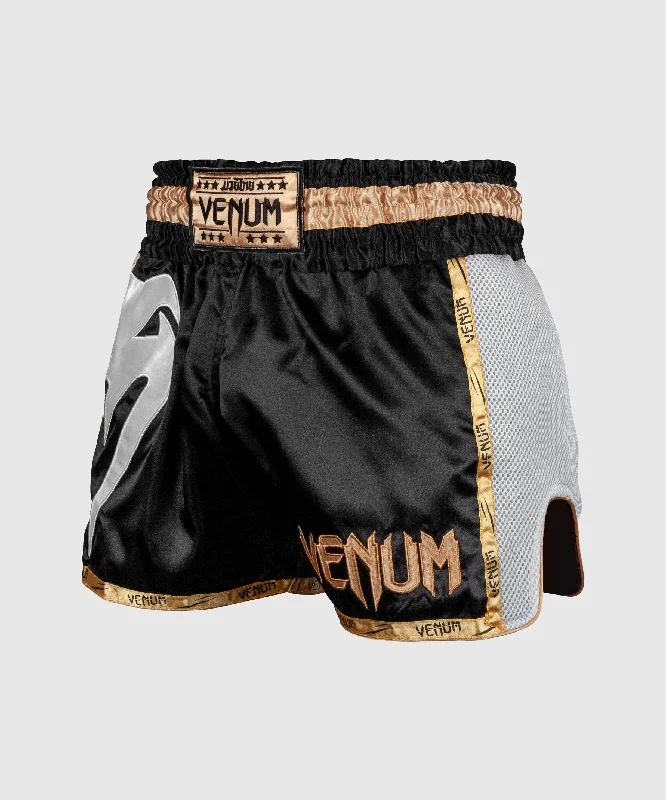 Venum Giant Muay Thai Shorts - Black/White/Gold Streetwear Style