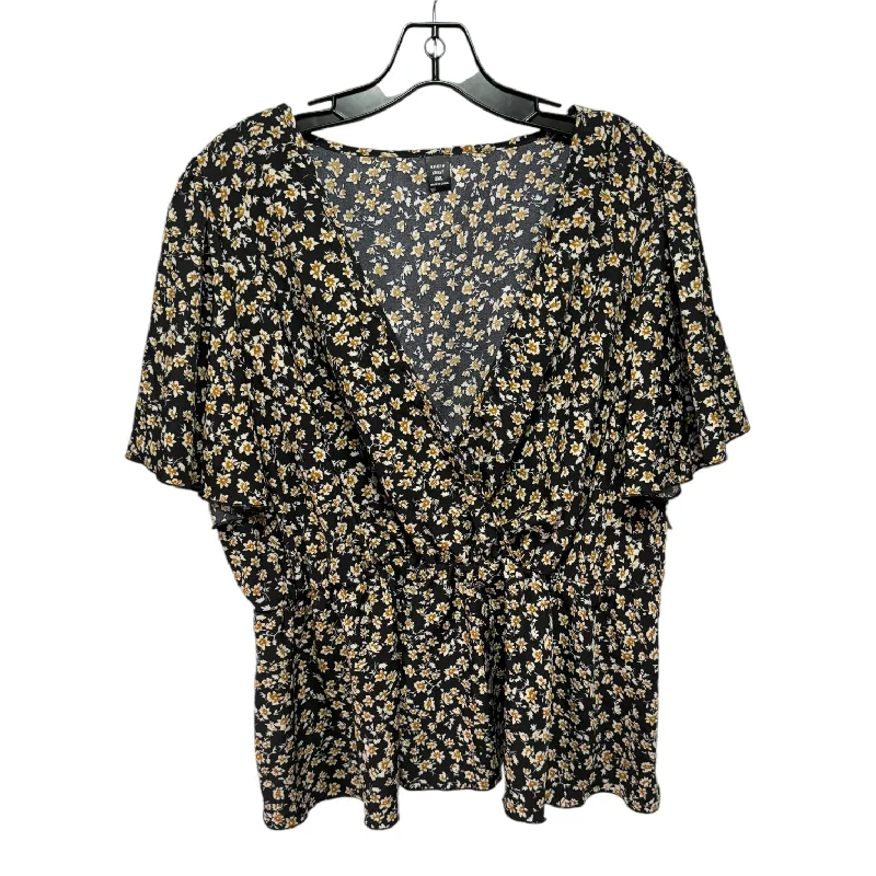 Top Short Sleeve By Shein In Floral Print, Size: 3x Hip Men's Retro