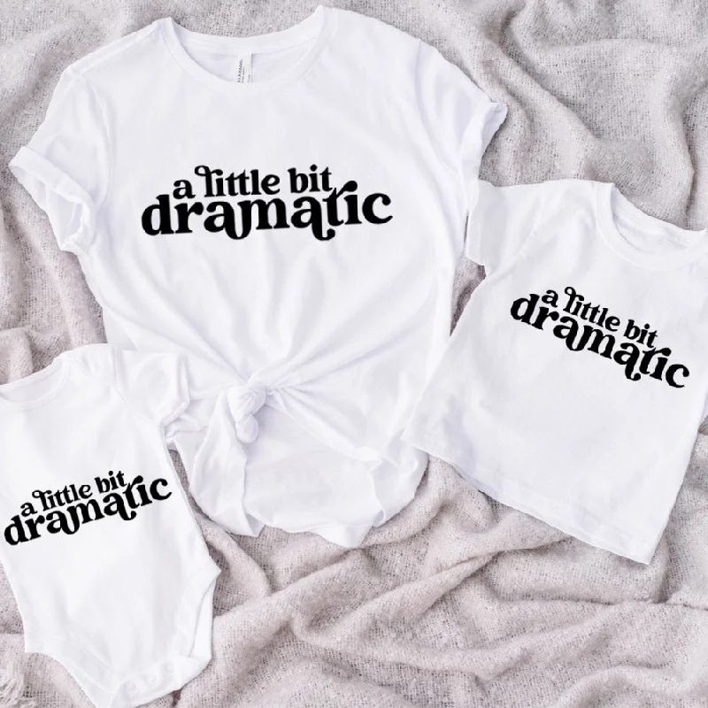 Little Bit Dramatic Mum & Kid Matching White T-Shirt & Bodysuits Sophisticated Men's 