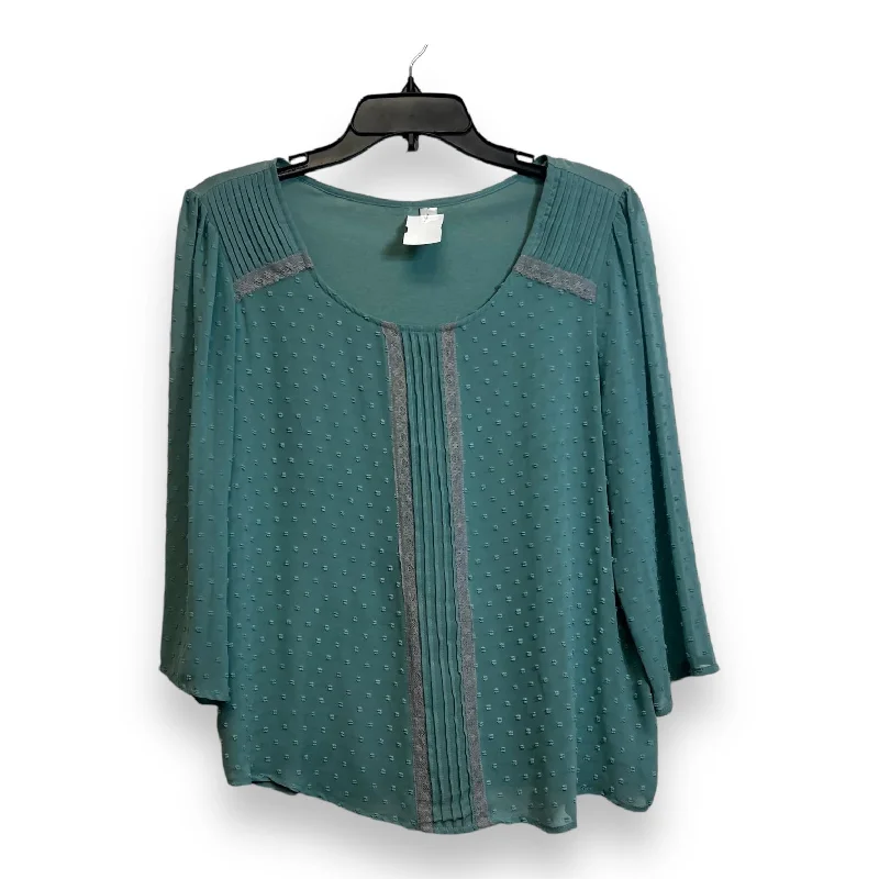 Top 3/4 Sleeve By Cmf In Teal, Size: L Organic