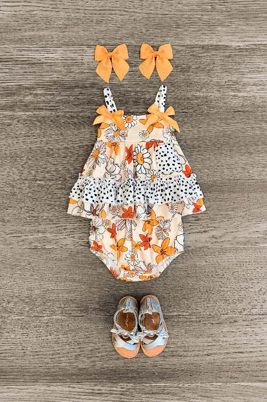 Orange Floral & Spotted Cheetah Bloomer Set Adventure