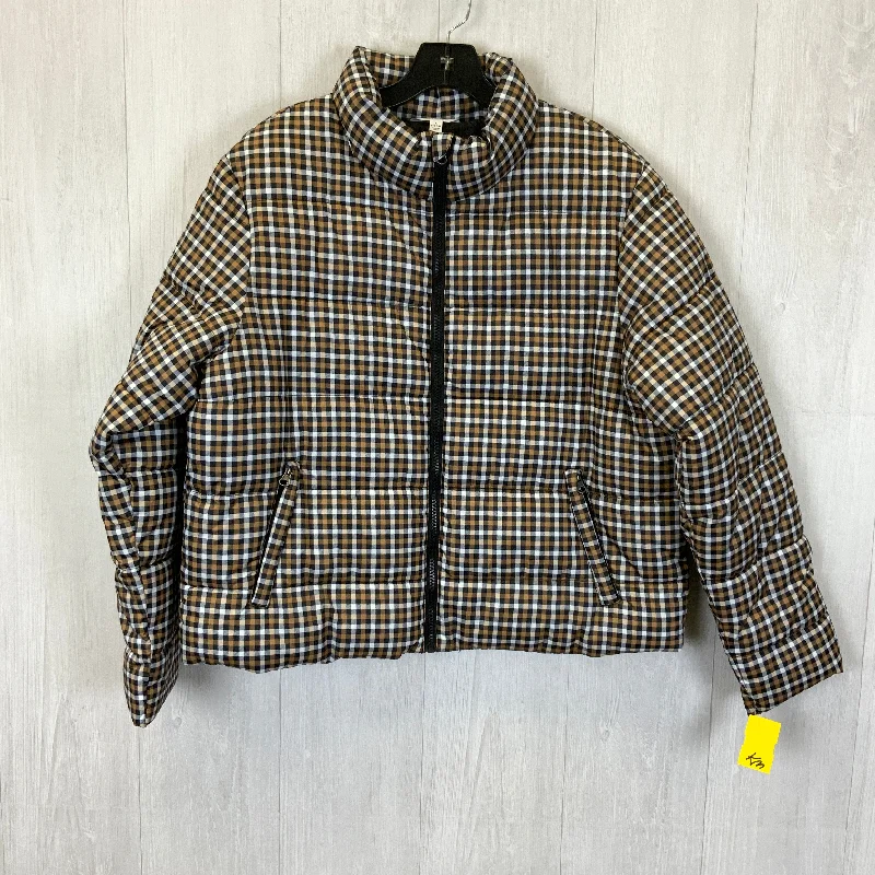 Coat Puffer & Quilted By Time And Tru In Plaid Pattern, Size: L Adventure