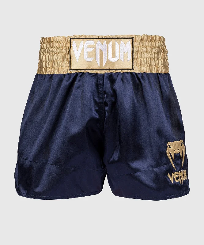 Venum Classic Muay Thai Shorts - Navy Blue/Gold Tailored