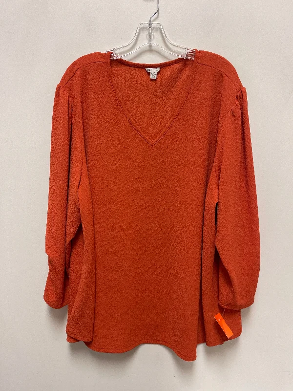 Top Long Sleeve By Cato In Orange, Size: 4x Tough Men's Tactical