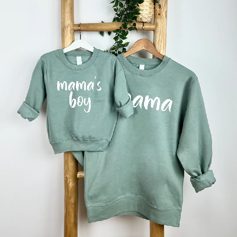 Mama & Mama's Boy Script Matching Sweatshirts Relaxed Men's Beach