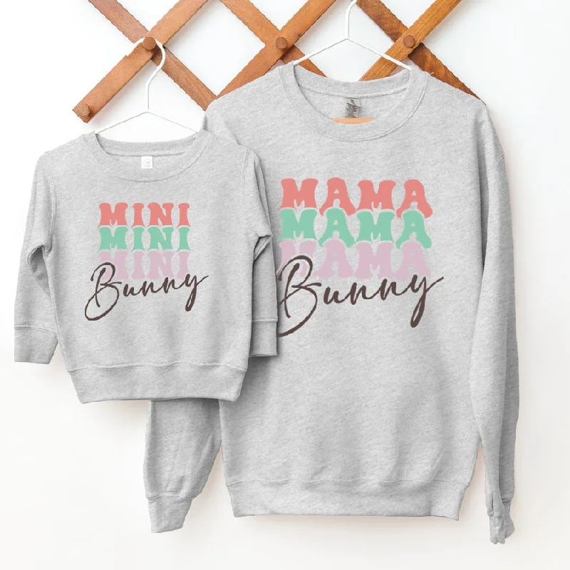 Hop To It- Mama & Mini Bunny Matching Sweatshirts- Grey Athletic Men's Compression