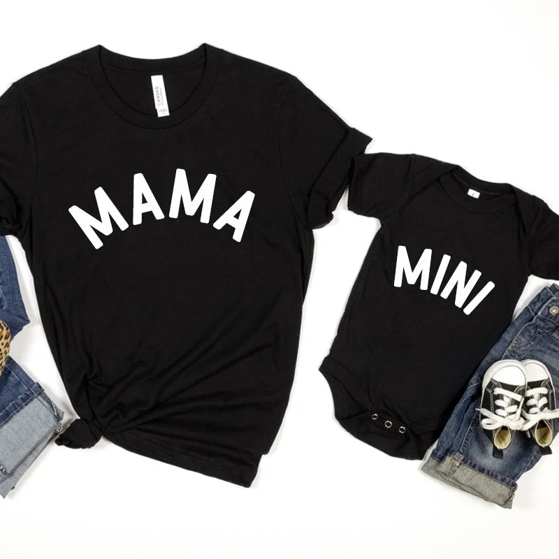 Mama & Mini Classic Matching Black T-Shirt & Bodysuits Relaxed Men's Australian 