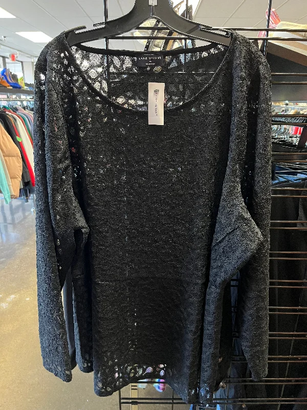 Top Long Sleeve By Lane Bryant In Black, Size: 3x Casual Men's Loose