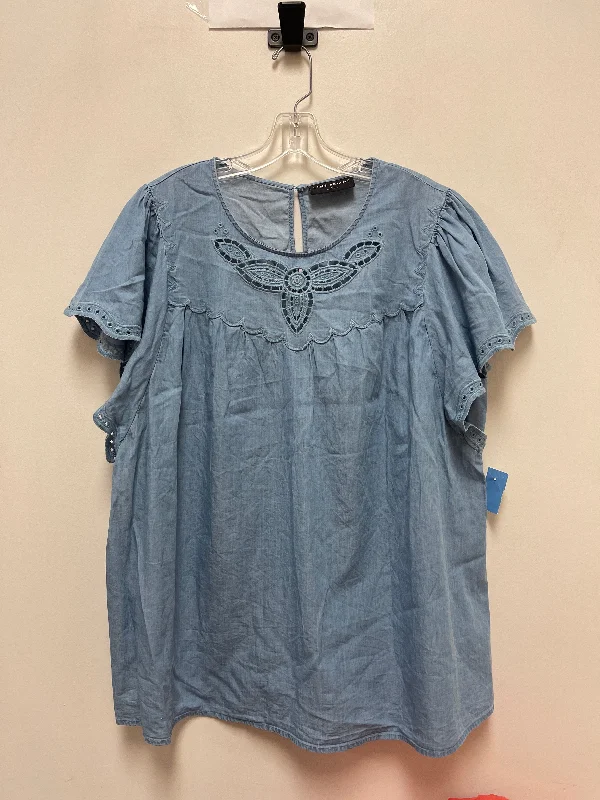 Top Short Sleeve By Lane Bryant In Blue, Size: 2x Athletic Men's High