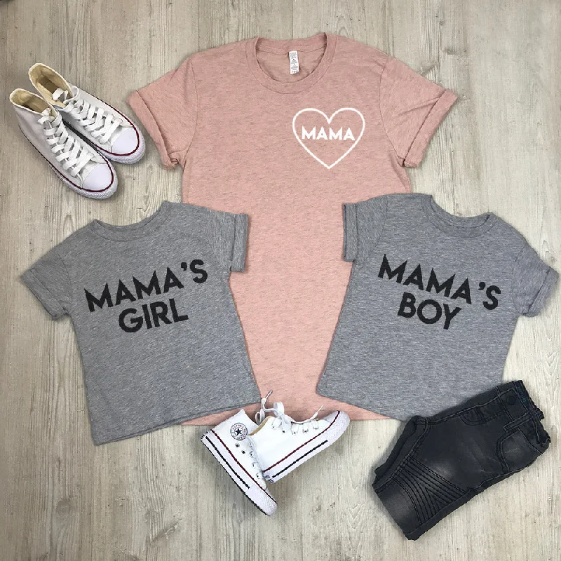 Mama & Mama's Boy & Girl Mum & Kid Matching Tees (MRK X) Luxurious Men's High