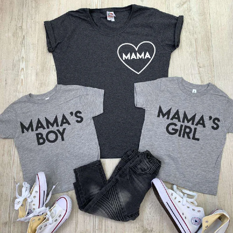 Mama & Mama's Boy & Girl Mum & Kid Matching Tees (MRK X) Elegant Men's Cashmere