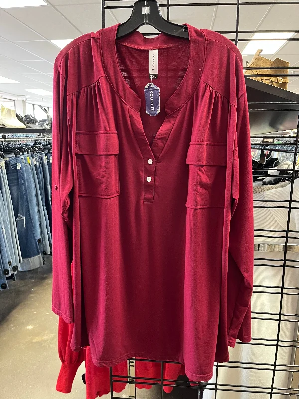 Top Long Sleeve By Clothes Mentor In Red, Size: 3x Confident Men's High