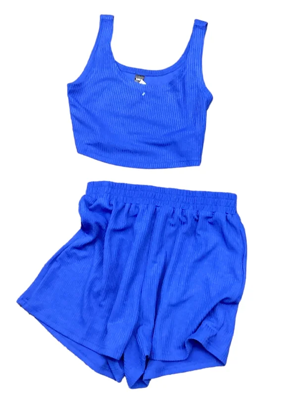 Blue Shorts Set Shein, Size M Sleek Men's Metallic