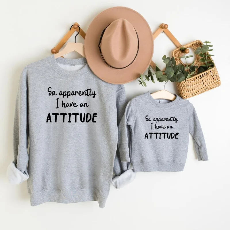 Apparently I Have An Attitude Matching Sweatshirts Minimalist Men's Casual 