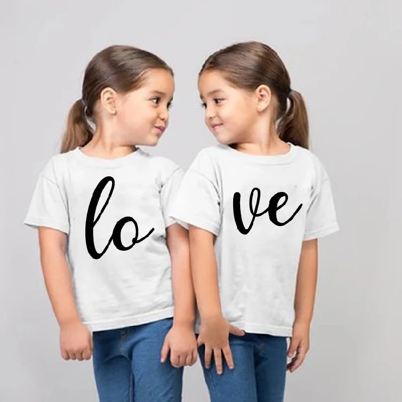 Lo-ve Split Slogan Matching T-Shirts (MRK X) Masculine Men's Thick