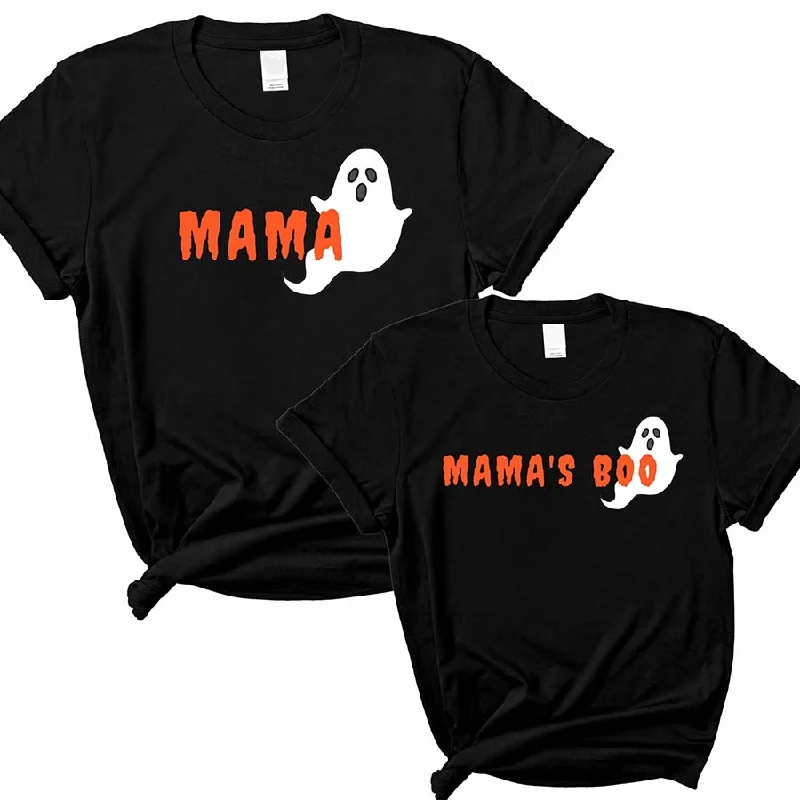 Mama & Mama's Boo Matching Halloween T-Shirts- Black Refined Men's European